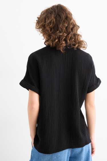 Damen - Musselin-Bluse - schwarz