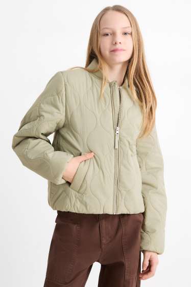 Copii - Fete - Jachetă matlasată - rezistentă la apă - verde deschis