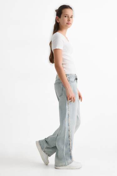 Enfants filles - Wide Leg Jean - jean gris clair