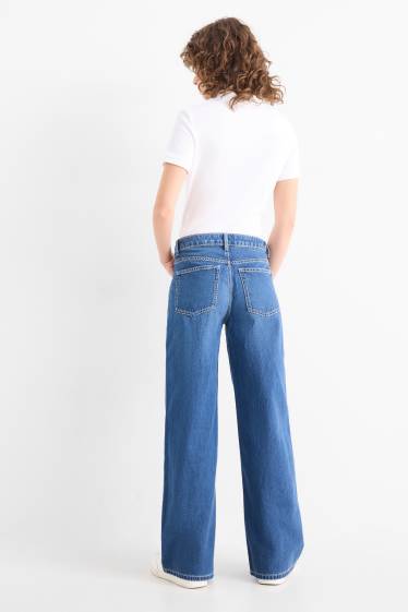 Damen - Wide Leg Jeans - Mid Waist - jeansblau