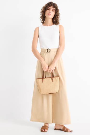 Damen - Großer Shopper mit abnehmbarem Taschengurt - beige