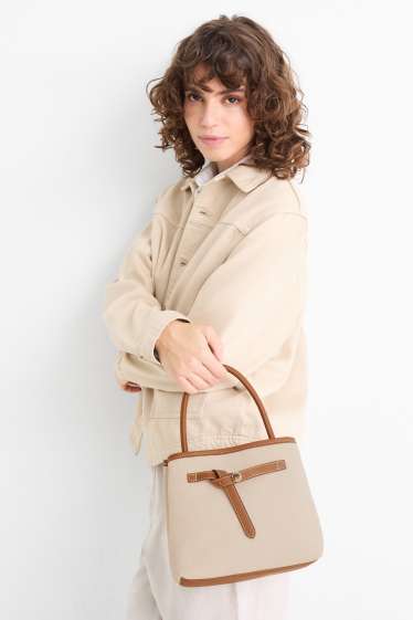 Donna - Shopper piccola con spallaccio removibile - beige