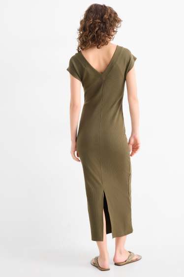 Donna - Vestito bodycon - a coste - verde