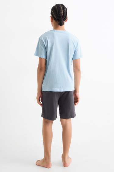 Děti - chlapci - Naruto - letní pyžamo - 2dílné - světle modrá