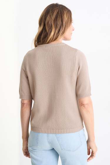 Damen - Strickjacke - hellbraun