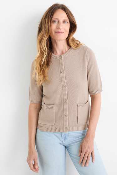 Damen - Strickjacke - hellbraun