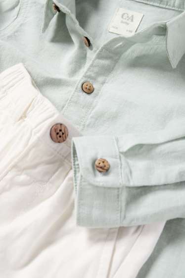 Miminka - chlapci - Outfit pro miminka - 2dílný - bílá / světle modrá