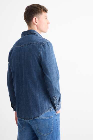 Home - Camisa texana - regular fit - Kent - blau fosc