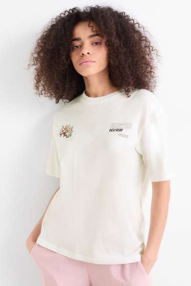 Femei - Tricou - supradimensionat - alb