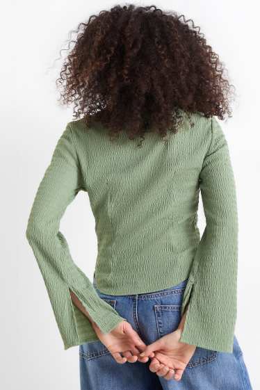 Donna - Camicetta - arricciature - verde chiaro