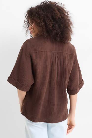 Damen - Musselin-Bluse - dunkelbraun