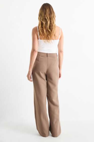 Damen - Business-Hose - Mid Waist - Wide Leg - hellbraun