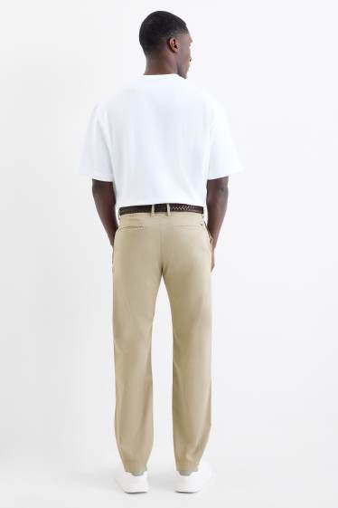 Pánské - Kalhoty chino s páskem - béžová