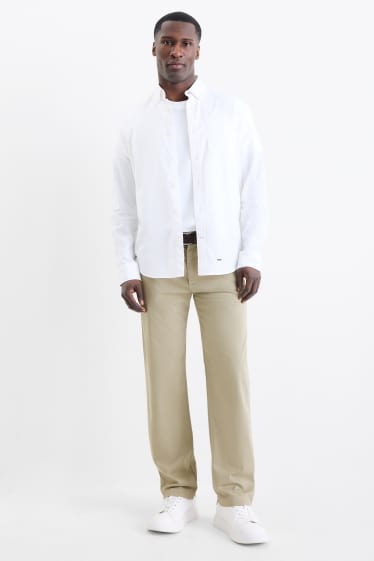 Pánské - Kalhoty chino s páskem - béžová