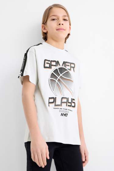 Children Boys - Basketball - short sleeve T-shirt - black / white