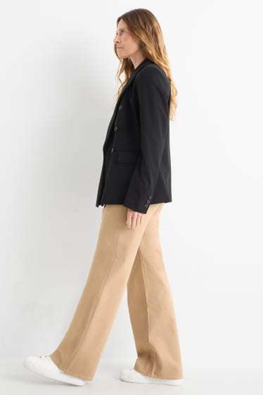 Donna - Pantaloni - vita alta - gamba larga - tortora