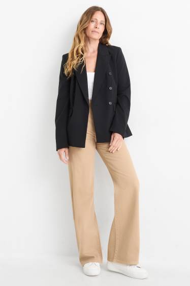 Donna - Pantaloni - vita alta - gamba larga - tortora