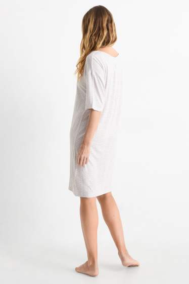 Femmes - Chemise de nuit en viscose - à rayures - gris clair