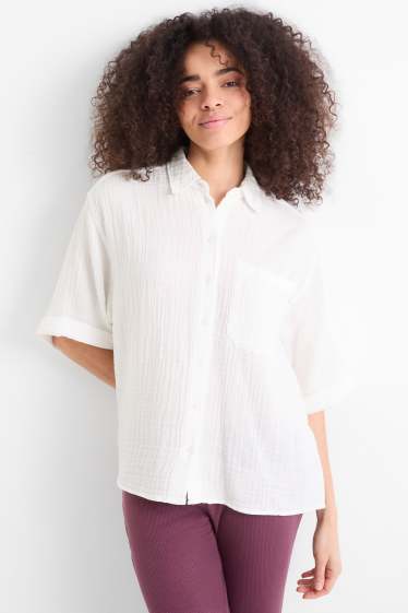 Dames - Blouse van mousseline - wit