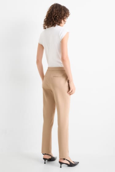 Femmes - Pantalon en toile - mid waist - slim fit - beige