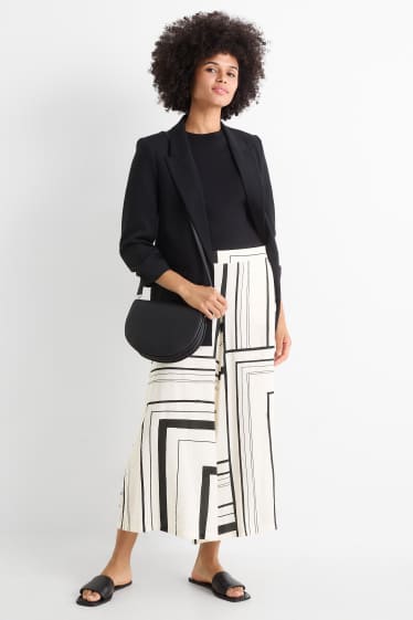 Femmes - Pantalon en toile - high waist - wide leg - à motif - noir / beige