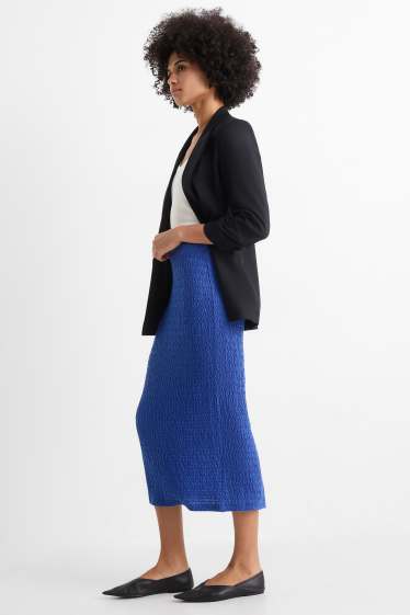 Women - Skirt - textured - dark blue