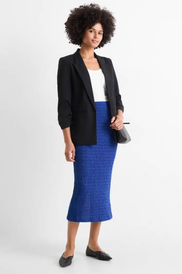 Women - Skirt - textured - dark blue