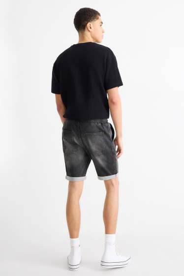Men - Denim shorts - jog denim - LYCRA® - black