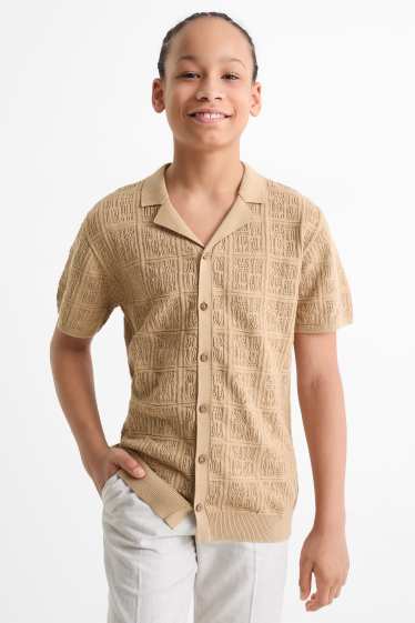 Enfants garçons - Chemise en maille - finition texturée - beige