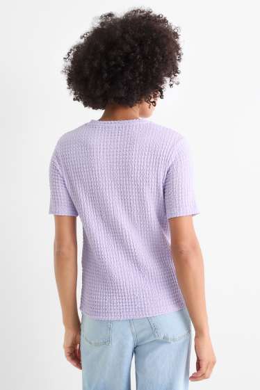 Donna - T-shirt - regular fit - tessuto tramato - viola chiaro