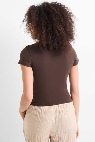 Femei - Tricou - slim fit - maro închis