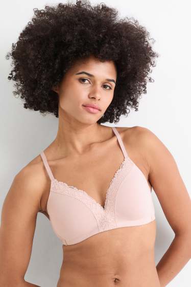 Femmes - Lot de 2 - soutiens-gorge sans armatures - ampliforme - blanc / rose