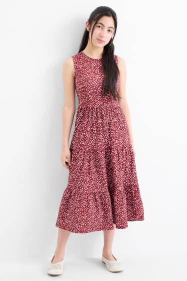 Copii - Fete - Flori - rochie - vișiniu