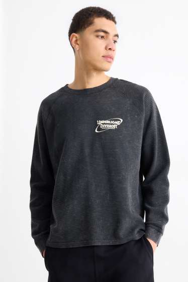 Uomo - Maglia a maniche lunghe - relaxed fit - tessuto tramato - nero