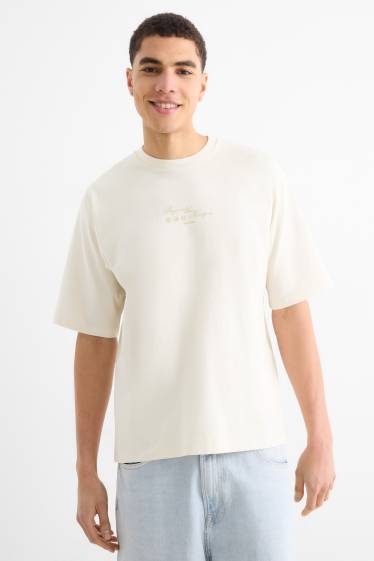 Heren - T-shirt - oversized - crème wit