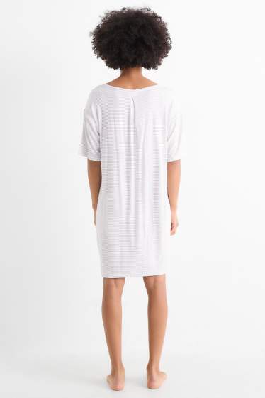 Dona - Camisa de dormir de viscosa - de ratlles - gris clar