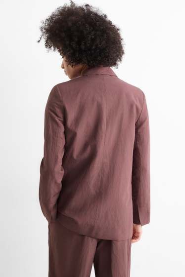 Damen - Business-Blazer mit Leinen-Anteil - Regular Fit - braun