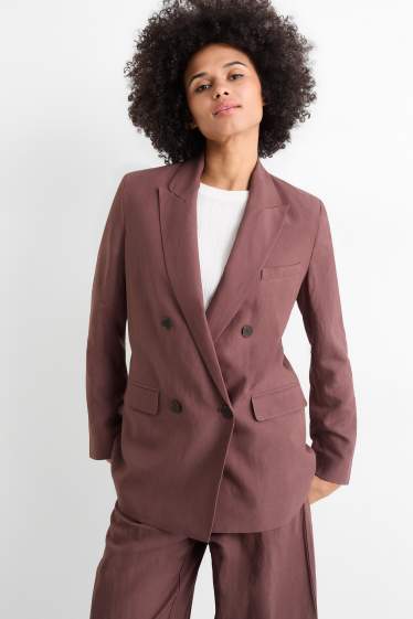 Damen - Business-Blazer mit Leinen-Anteil - Regular Fit - braun
