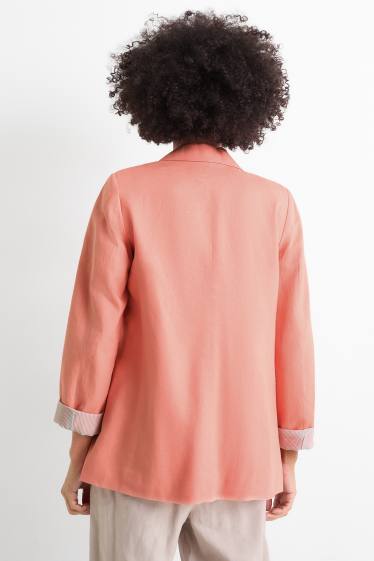 Femmes - Blazer long - regular fit - lin mélangé - corail