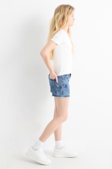 Děti - dívky - Hvězdy - džínové šortky - modrá