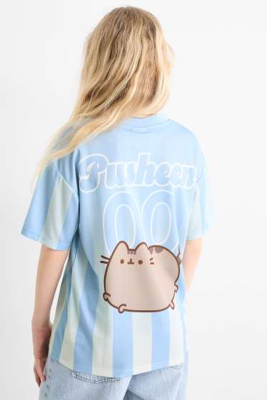 Enfants filles - Pusheen - T-shirt - à rayures - bleu clair