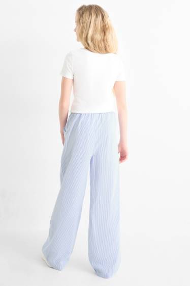 Enfants filles - Pantalon de toile - à rayures - bleu clair