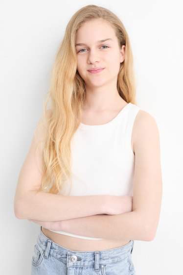 Children Girls - Set - shirt and top - 2 piece - white / rose