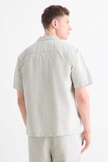 Bărbați - Cămașă - relaxed fit - guler cu rever - gri deschis