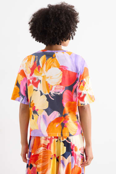 Femmes - T-shirt - relaxed fit - à fleurs - coloré