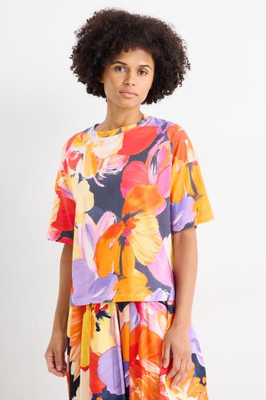 Femmes - T-shirt - relaxed fit - à fleurs - coloré