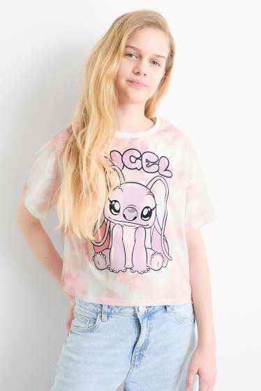 Děti - dívky - Multipack 2 ks - Lilo & Stitch - tričko s krátkým rukávem - s třpytivými efekty - růžová / světle modrá