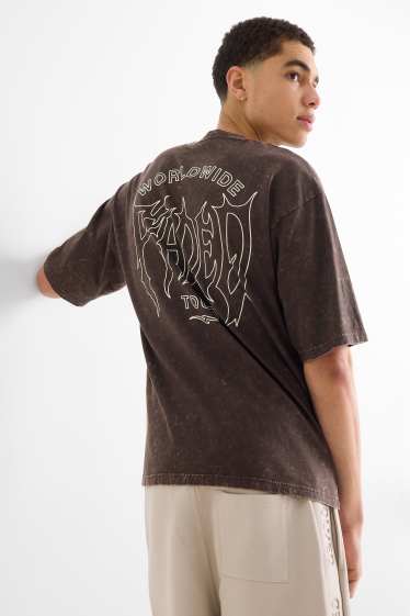 Herren - T-Shirt - Oversized - gemustert - dunkelbraun