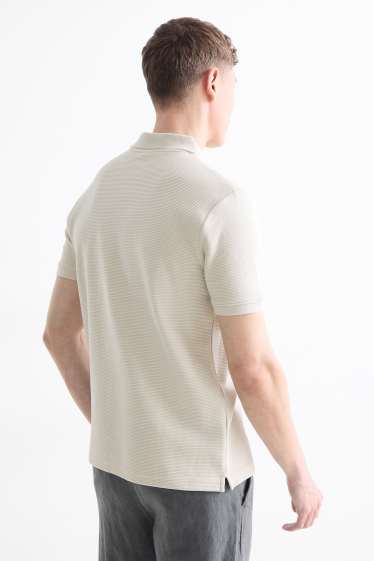 Heren - Poloshirt - regular fit - geribd - beige