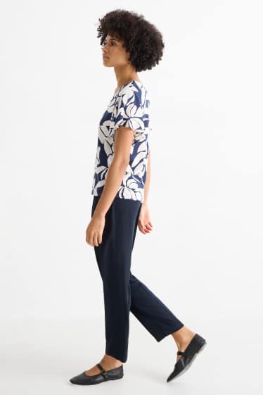 Damen - Stoffhose - Mid Waist - Tapered Fit - dunkelblau